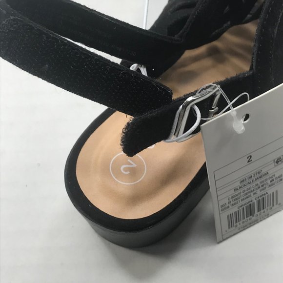 Cat And Jack Girl's Size 2 Open Toe Strap Shoes Black New With Tags - Picture 9 of 12